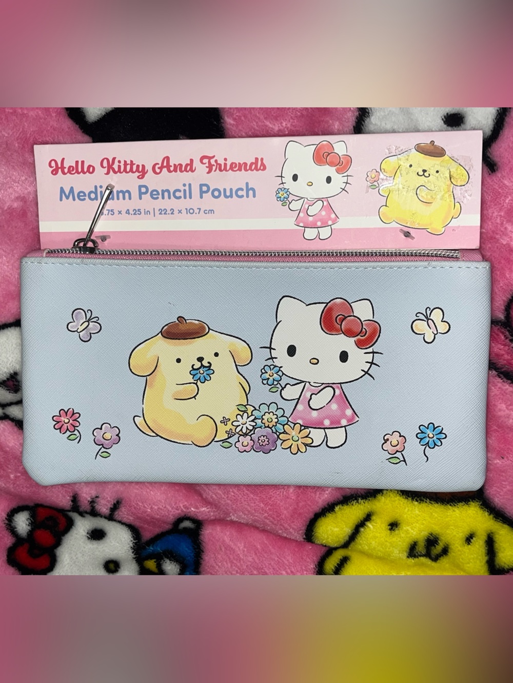 Hello Kitty and Friends Pompompurin Light Blue Pencil Pouch NEW NWT